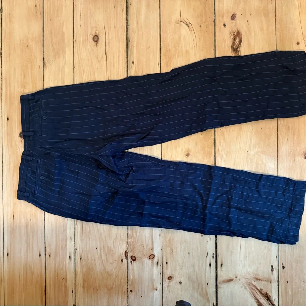 Banana Republic Dark Blue Striped Trousers Linen
